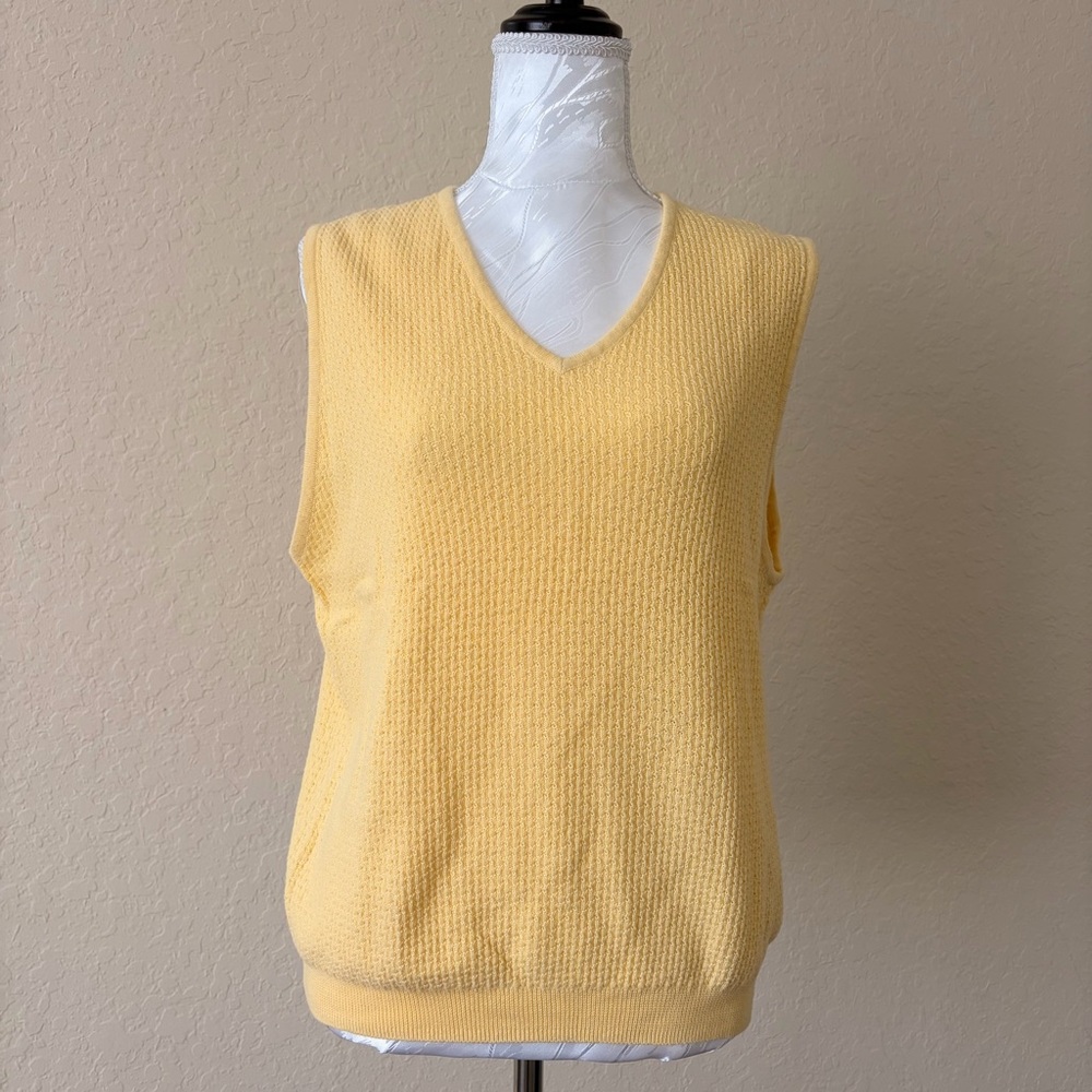 Cutter‎ & Buck Yellow Textured V-Neck Sweater Vest XL 100% Cotton